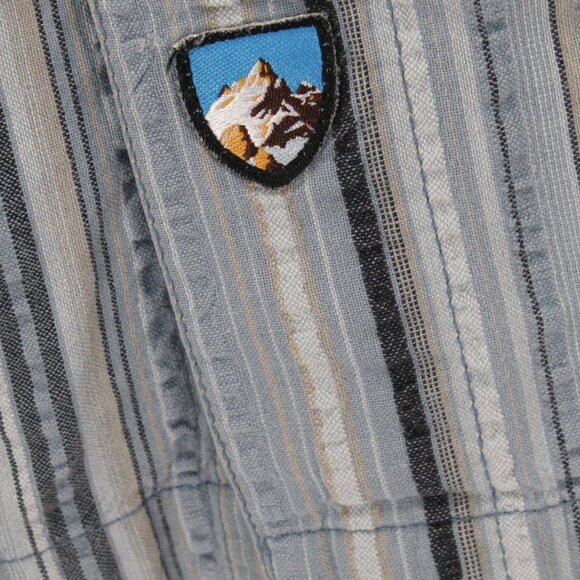 Kuhl Shirt Men’s XL seersucker Cotton Striped Hiking Short Sleeve Button Up - Picture 6 of 13